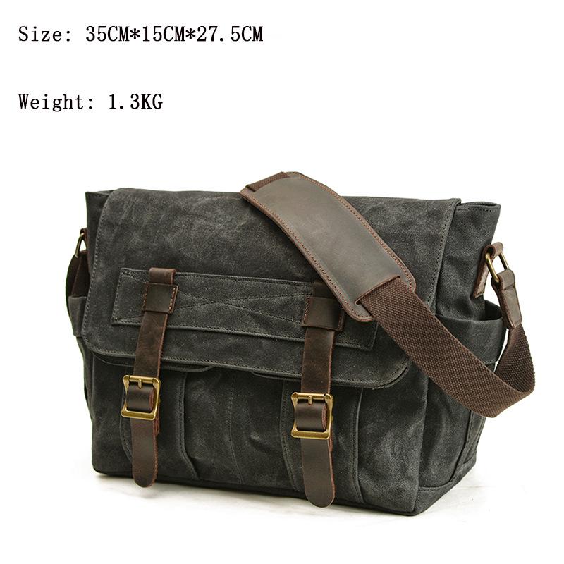 Retro Oil Wax Canvas Men's Crossbody Bag - European & American Style, Single Shoulder, Lightweight Business & Commuter Messenger Bag