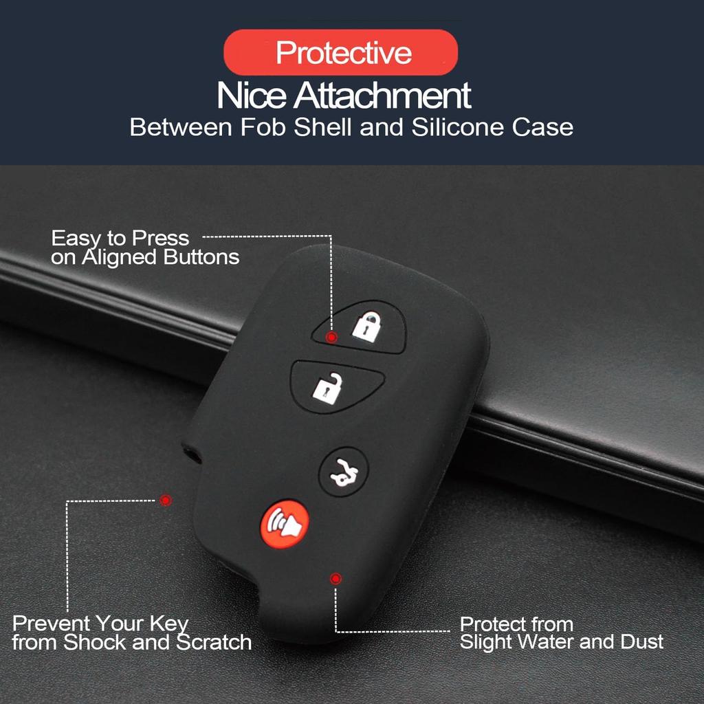 2pcs Compatible with Lexus GX460 GS350 GS450h ES350 IS250 IS350 CT200h LS460 LS600h LX570 RX350 RX450h Smart 4 Buttons Key Fob Cover Case Key Chain