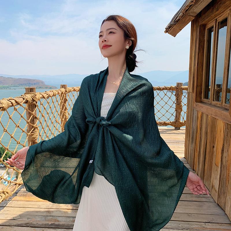 New Cotton Linen Elegant Solid Women Silk Scarf Beach Wrap Shawl Lady Musulman Femme Hijab Bandana Mujer Vacation Scarve Pareo