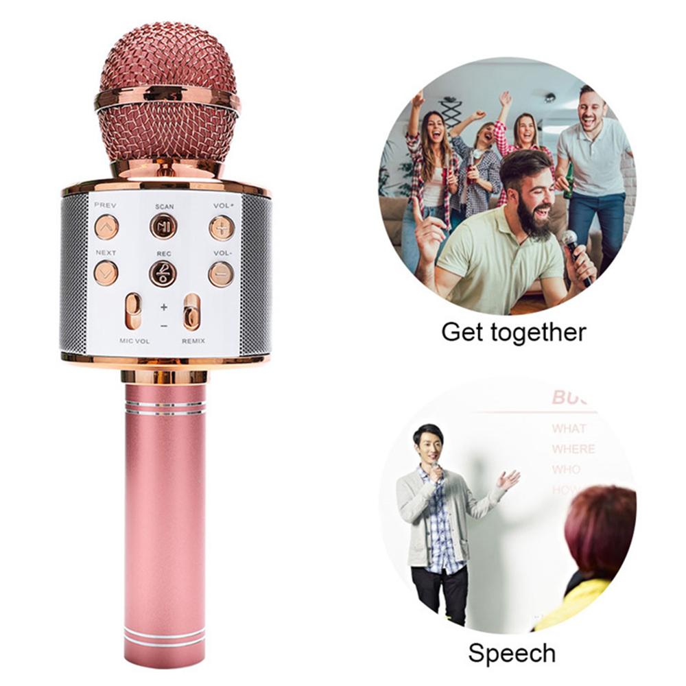 Professional BT Wireless Microphone Karaoke Speaker KTV Music Player Singing Recorder Handheld Microphone Blue
