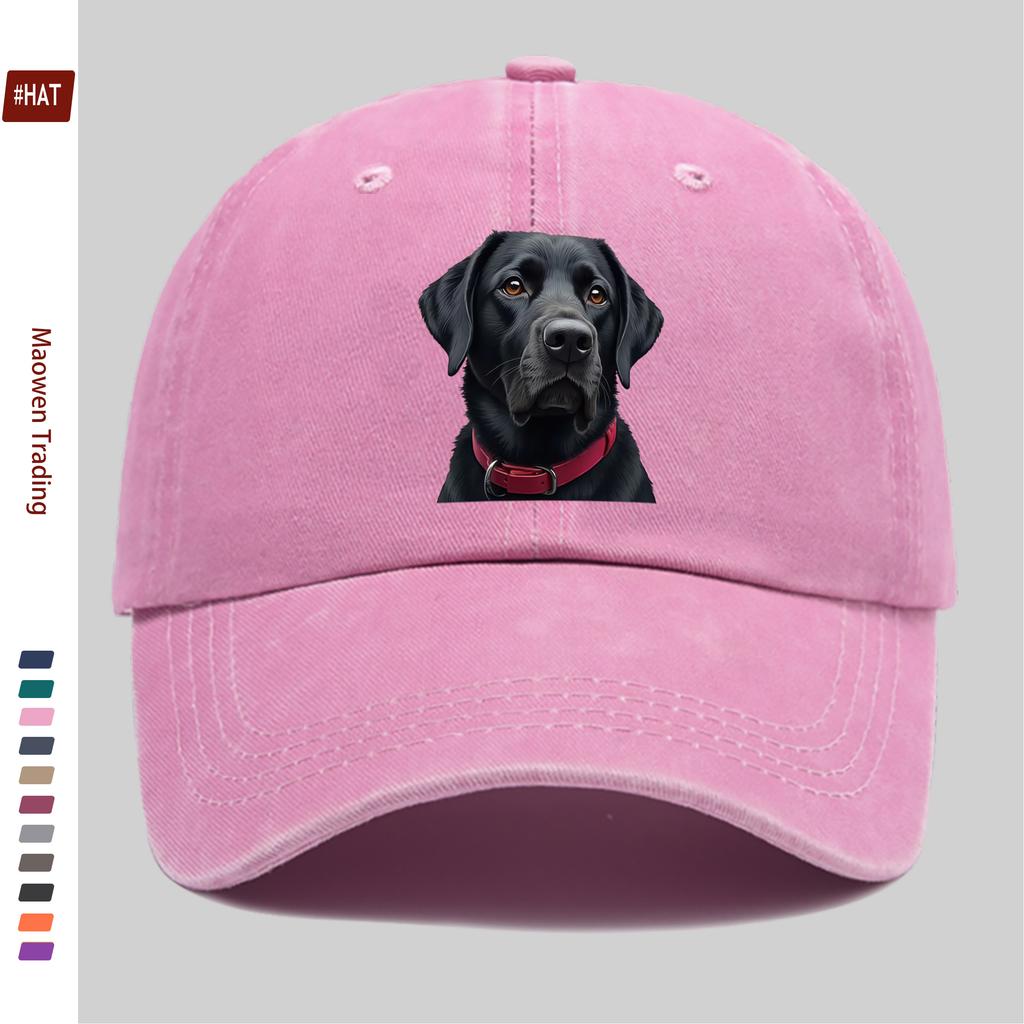Pc Majestätischer Schwarzer Labrador Hund Druck Baseballkappe Mit Charmanten Augen Und Lebhaftem Roten Halsband Haustier Druck Design Dekorativ