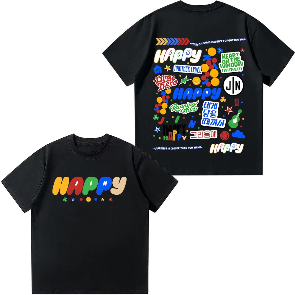 

Jin Happy Album T Shirts HAPPINESS IS CLOSER THAN YOU THINK for Jin Fans Gifts T-shirts Unisex High Quality Cotton Soft Top Tees 4XL