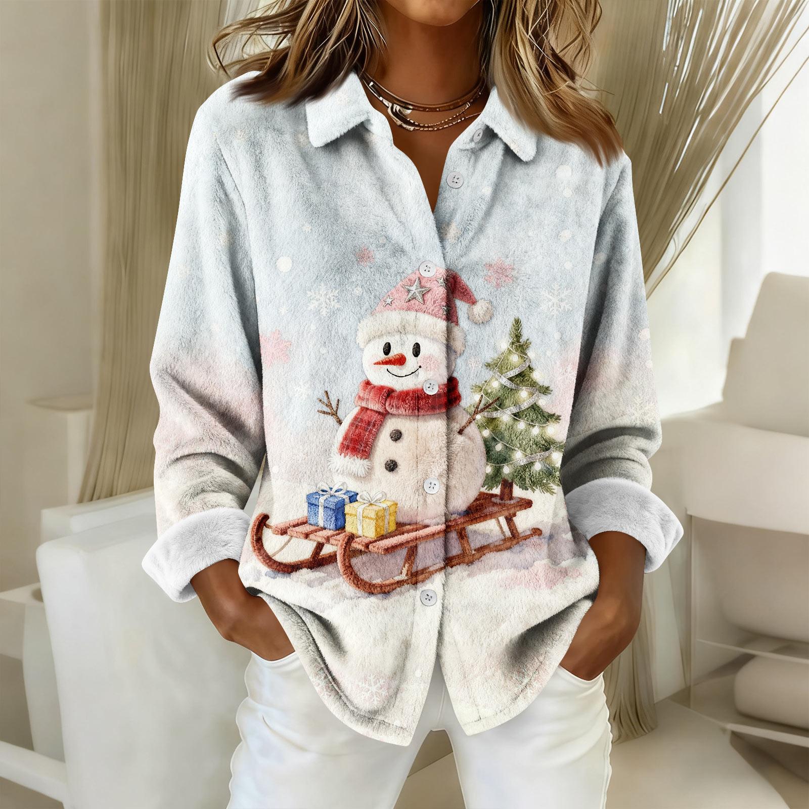 

Женская рубашка-блузка с принтом и пуговицами, длинный рукав, повседневный базовый рубашечный воротник, обычный топ M