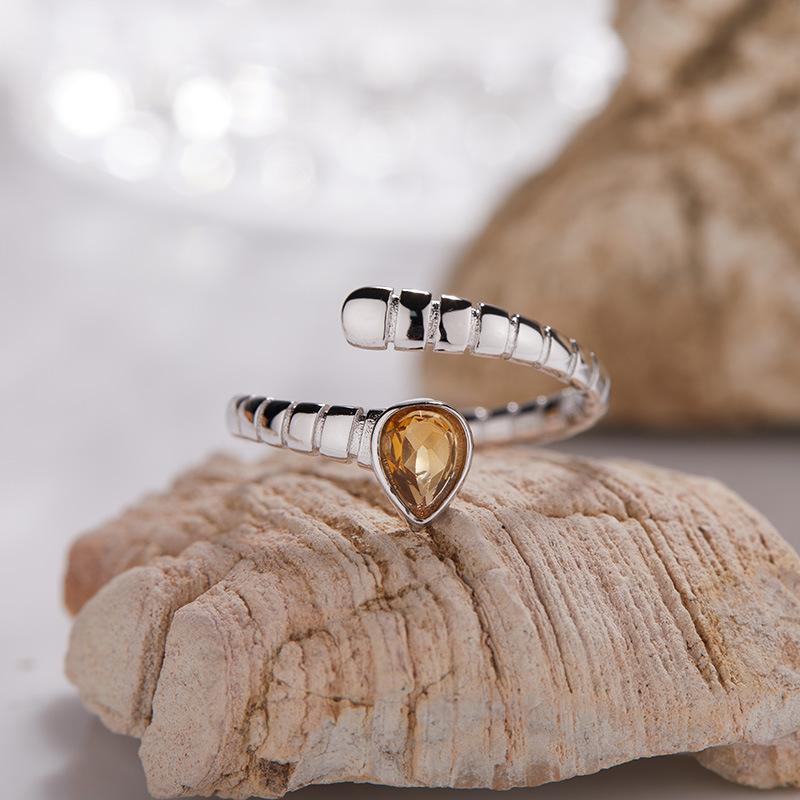Original Design Does Not Fade Niche High Sense S925 Sterling Silver 18K Natural Citrine Lucky Treasure Ring Women