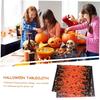 OUNONA 2-teilige Halloween-Tischdecke mit hängenden Wirbeln, perfekt für Heimtischdecken, Halloween-Partys und Halloween-Dekoration, Kunststoff-Hintergrund