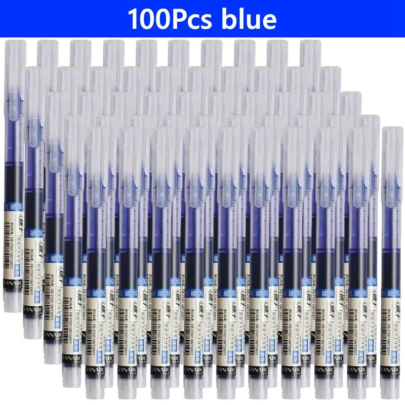 3-100 Pcs Straight Liquid Ball Pen Signature Gel Pen 0.5mm Black Blue Ink School Office Ball Pen School Office Supplies Writing