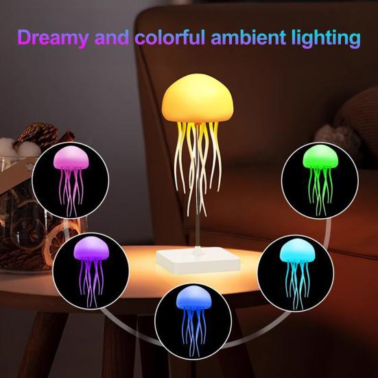 Floating Jellyfish Lamp Voice And Sound Activated Night Light USB Rechargeable Color Changing Ocean Mood Light