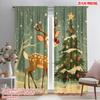 2pcs,2D Plane Printing Popular Curtain Panels Cute Reindeer Christmas Tree Snow (3) Durable Polyester (without Rod) Room Decor