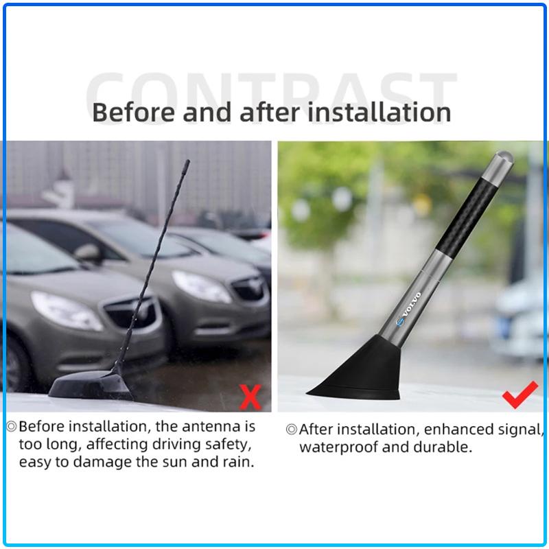 12cm Carbon Fiber Radio Car Antenna Auto Accessories sticker For Volvo 240 C70 S40 S50 S60 S70 S80 S90 V40 V50 V60 V90 XC40 XC60 XC90 Vnl Truck