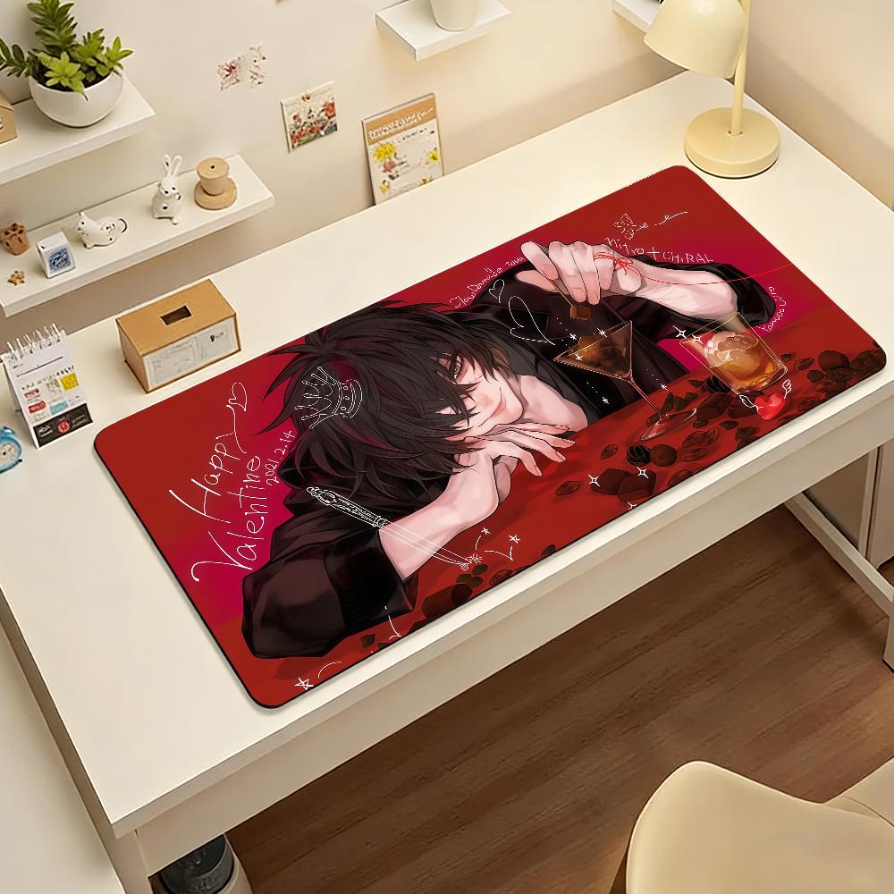 Gaming Mouse PadLarge Desk MatAntislip Rubber BaseStitched EdgesRed Valentines Anime Guy Print for Gaming Office Desk Use