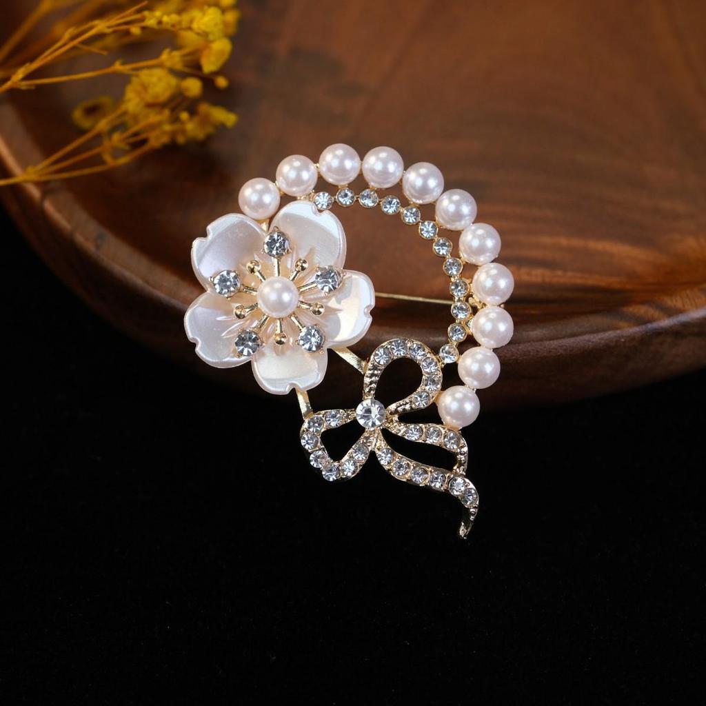 Elegant Alloy Pearl Plum Blossom Brooch - Anti-Exposure Floral Corsage Pin