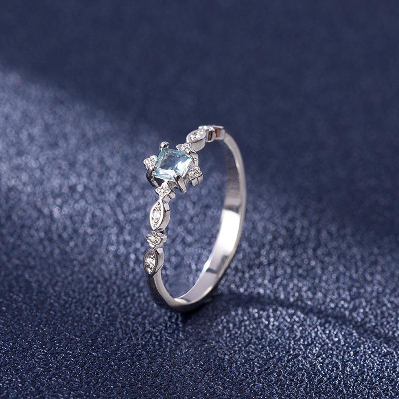 

Trendy 925 Silver Jewelry Rings with Blue Zircon Gemstone Finger Ring for Women Wedding Engagement Promise Party Gifts Wholesale 6