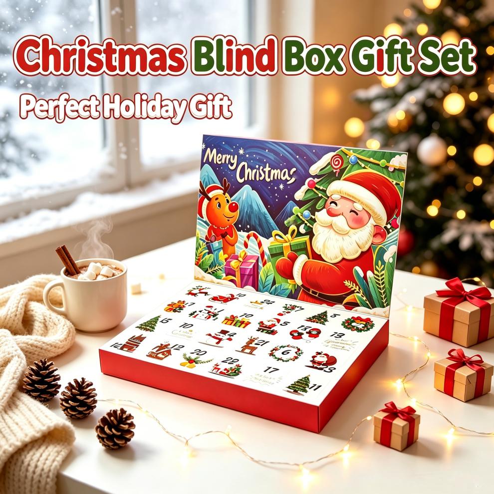Christmas Advent Calendar -Day Snowflake Countdown with Gift Box and Ornament Accessories for Holiday Parties