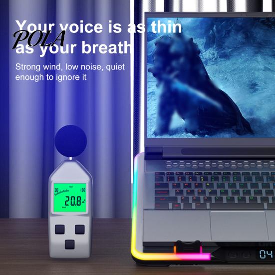 Laptop Radiator Cooler Stand Digital Display Height Adjustable Low Dynamic Lighting Noise Portable Notebook Gaming Cooling Pad Slim