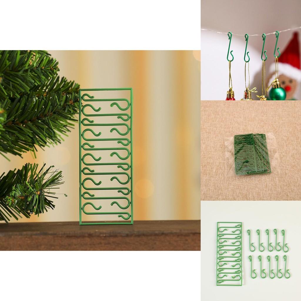 Weihnachtskugelhaken 10er-Pack Kunststoff Grün und Transparent Aufhängeclips für Feiertagsdekorationen