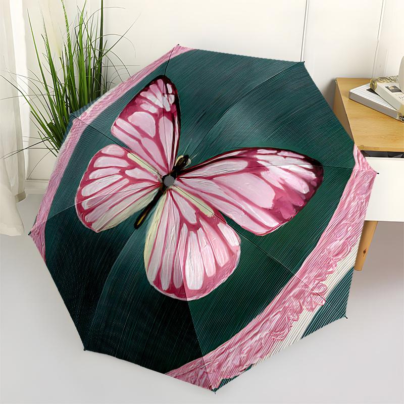 1pc Butterfly ArtworkAutomatic Open/close Umbrella, 8-Rib sturdy structure, Portable Travel Umbrella, Parties, Everyday Usec22