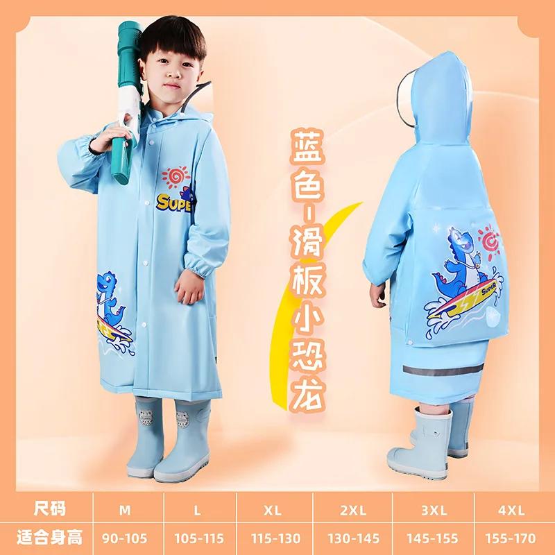 Wasserdichter Kinderregenmantel (PVC) - Niedliches Dinosaurier- & Einhorn-Design Regenponcho Jacke mit Rucksack-Fleck Ideale Studenten-Regenbekleidung