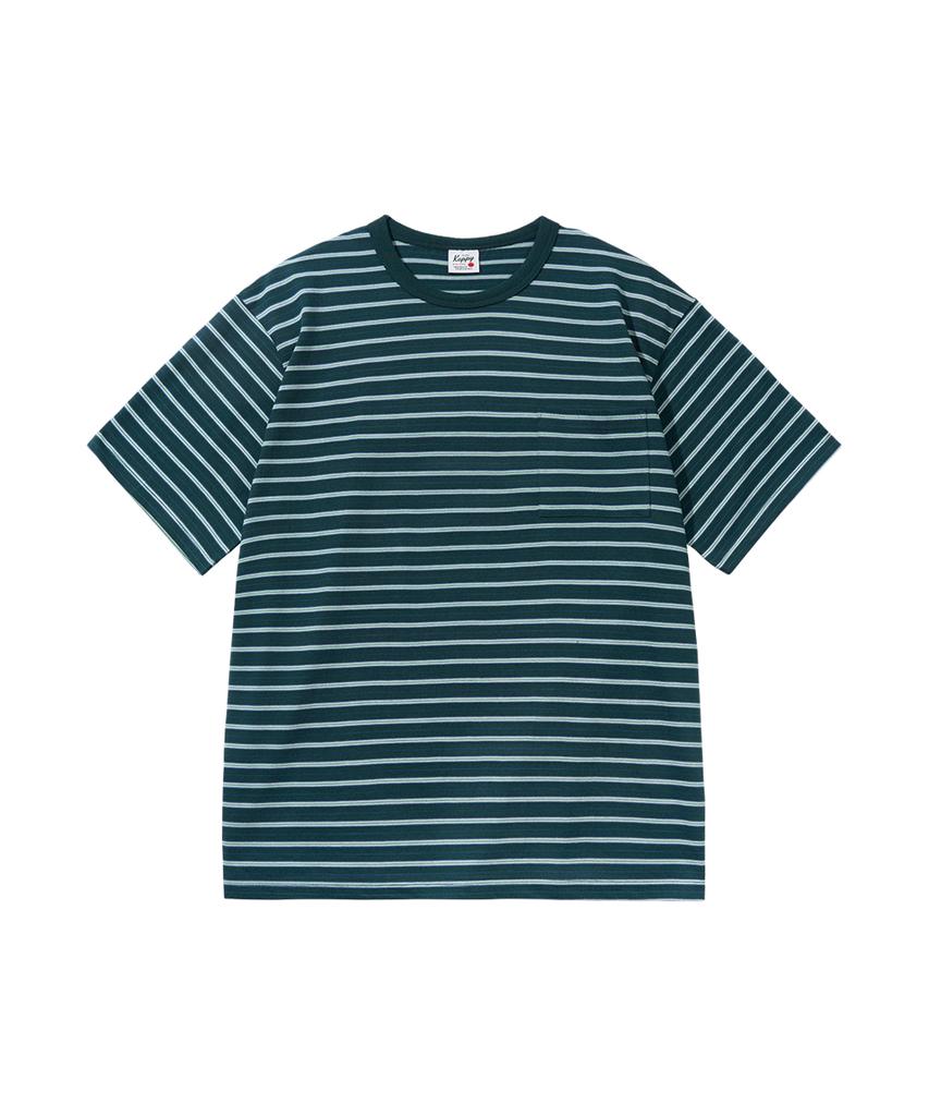 Kaepidijain Vintage Striped Half T-Shirt (Green)