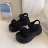 Comemore Thick Bottom Sandals Women Summer Shoes Casual Black Beige High Heels Outside Wear Temperament Wedges Sandales Ladies