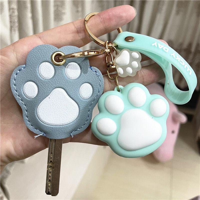 Personalized Cat Paw Keychain: Cute Women's Access Card Holder & Key Cover for Home and Vehicle
