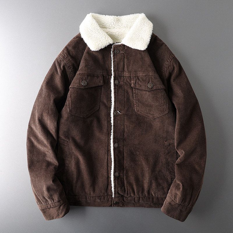 American Retro Corduroy Outwear Men's Winter Thick Lambskin Trendy Export Export Original Tail Single Men's Clothing Jacket