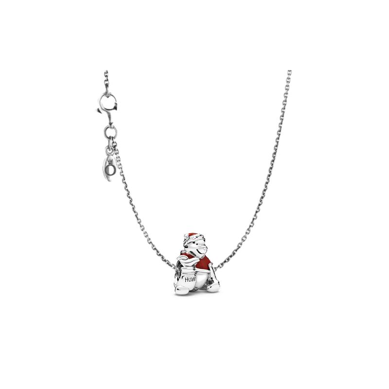 Pandora Winnie the Pooh Bee 925 Silver Necklace/Pendant Women s Red Beads + original chain серебряный