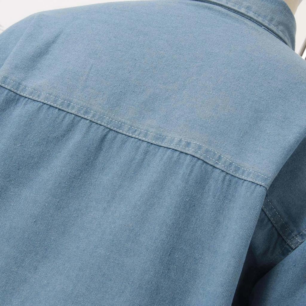 Women Denim Shirts Button Down Blouse Long Sleeve V Neck Casual Tops Comfy Long Shirt for Women