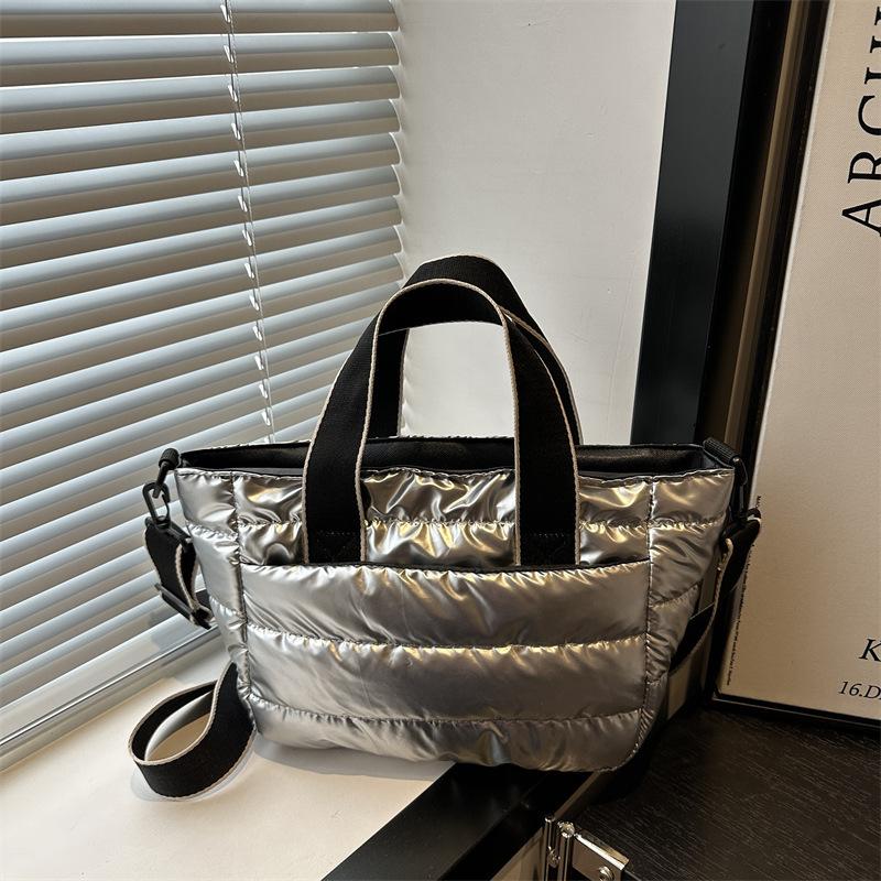 Casual fashion autumn and winter large capacity down cotton tote bag cloud bubble bag plush bag women's shoulder messenger bag