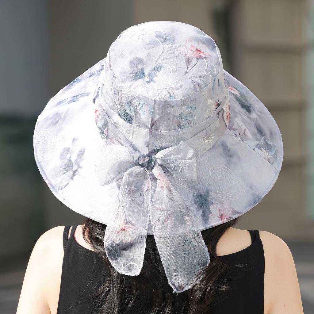 Spring and Summer New Organza Elegant Bucket Hat Women's Fashion Versatile Sun Hat Outdoor Breathable Sun Hat