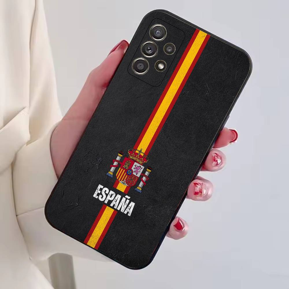 

S-Spain Flag F-Football Fan Support Phone Case Black Silicone Soft For Samsung S25,S24,S21,S22,S23,S30,Ultra,S20,Plus,Fe,Lite Samsung S23ULTRA5G