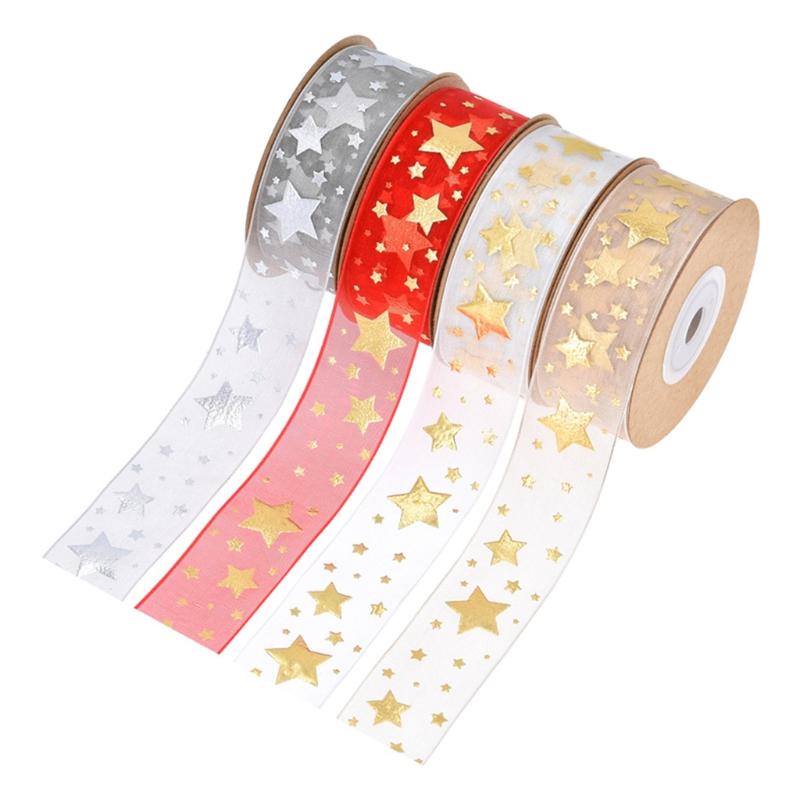 Ribbon Printing Stars Ribbon For Christmas Wedding Decoration Cake Ribbon Gift Wrapping DIY Sewing Handmand Art Craft