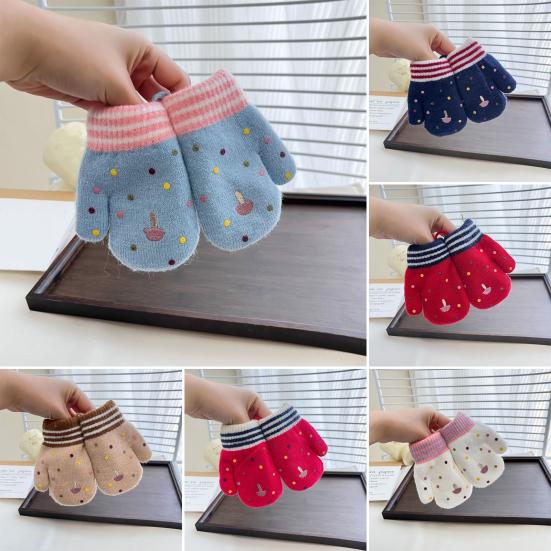 Kids Winter Gloves Cute Cartoon Plush Warm Gloves Fleece-Lined Thickened Windproof Gloves for Boys