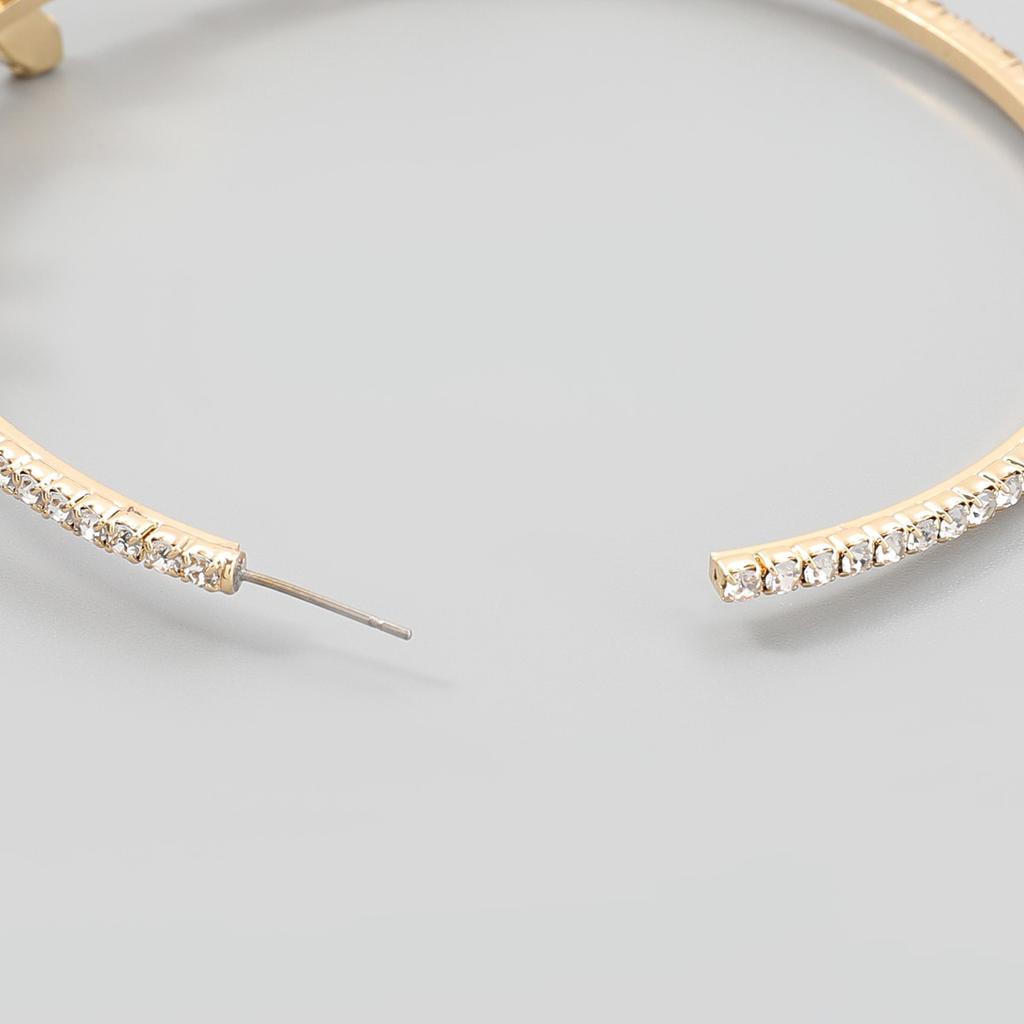 Jijiawenhua New Trend Multicolor Rhinestone Women 'S Big Hoop Earrings Dinner Party Fashion Statement Jewelry Accessories