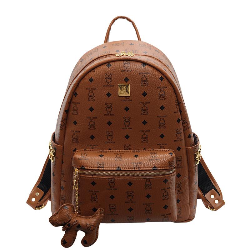 New backpack women's bag cartoon bear backpack large capacity commuter backpack wide shoulder strap travel schoolbag