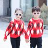 Red Plaid Family Knitwear Set: Matching Parent-Child, Mother-Daughter, and Couple Outfits