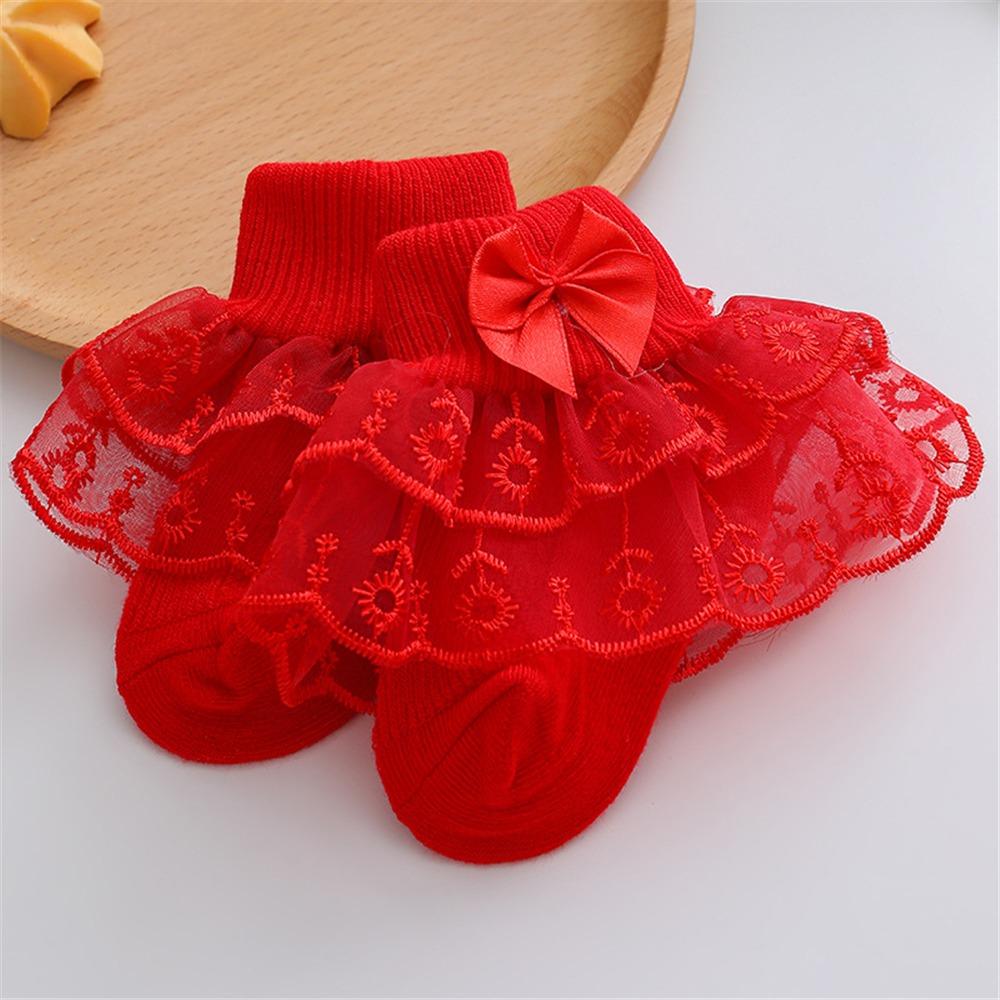Thin Baby Girls Lace Socks Super Soft Princess Dress Socks Spring & Summer Infant Bow Socks