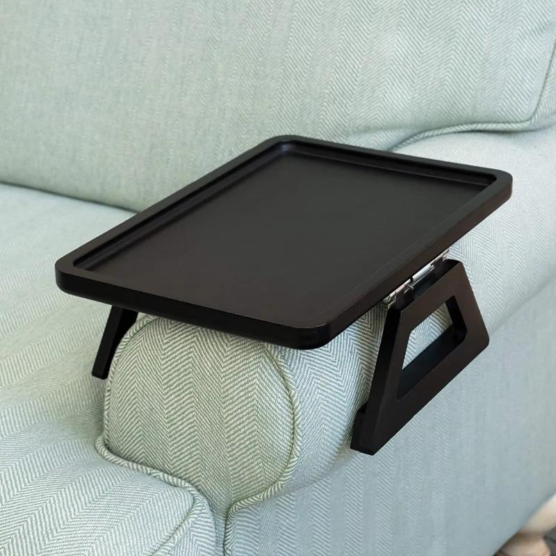 Clip-On Sofa Wooden Armrest Tray for Snacks Drinks Remotes Couch Arm Side Table Holder for Living Room Comfort