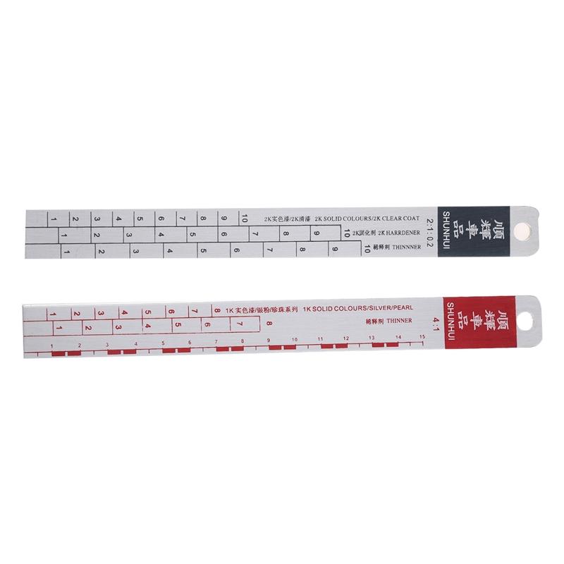 Standard Paint Ruler Paint Mixing Tool Ruler Paint Tool Black/R-ed Suitable for Cars Steel Ruler Paint Tool