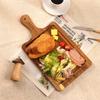 HTB Wooden Cutting Board with Handle, Square, Natural, Lunch Plate, Stylish, Nordic Rectangular Design, Perfect for Sushi, Pizza, Bread, and Fruit, Wh