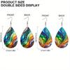 Colorful Pleated Marble Pattern PU Leather Earrings for Women Gorgeous Fashionable Earrings Double Sided Teardrop Earrings