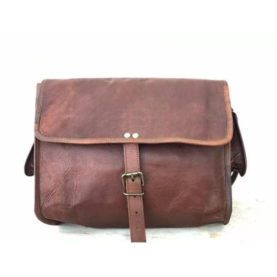 Women's Handmade Pure Goat Leather Vintage Messenger Bag Purse