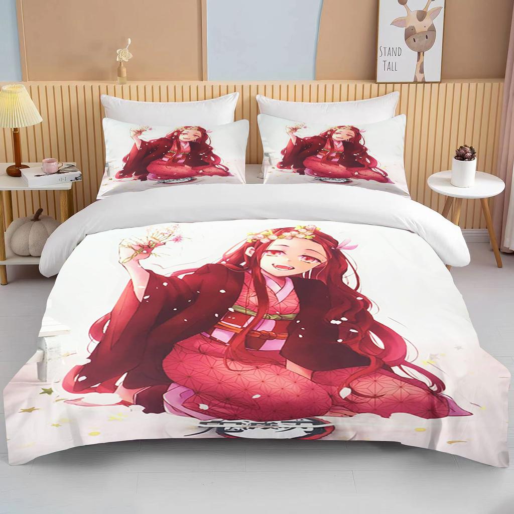 Nezuko Kamado ložní souprava Anime Demon Slayer Povlak na přikrývku Přikrývka Povlečení Single Twin Full Queen Size 3d Děti Dívka Chlapci dárek