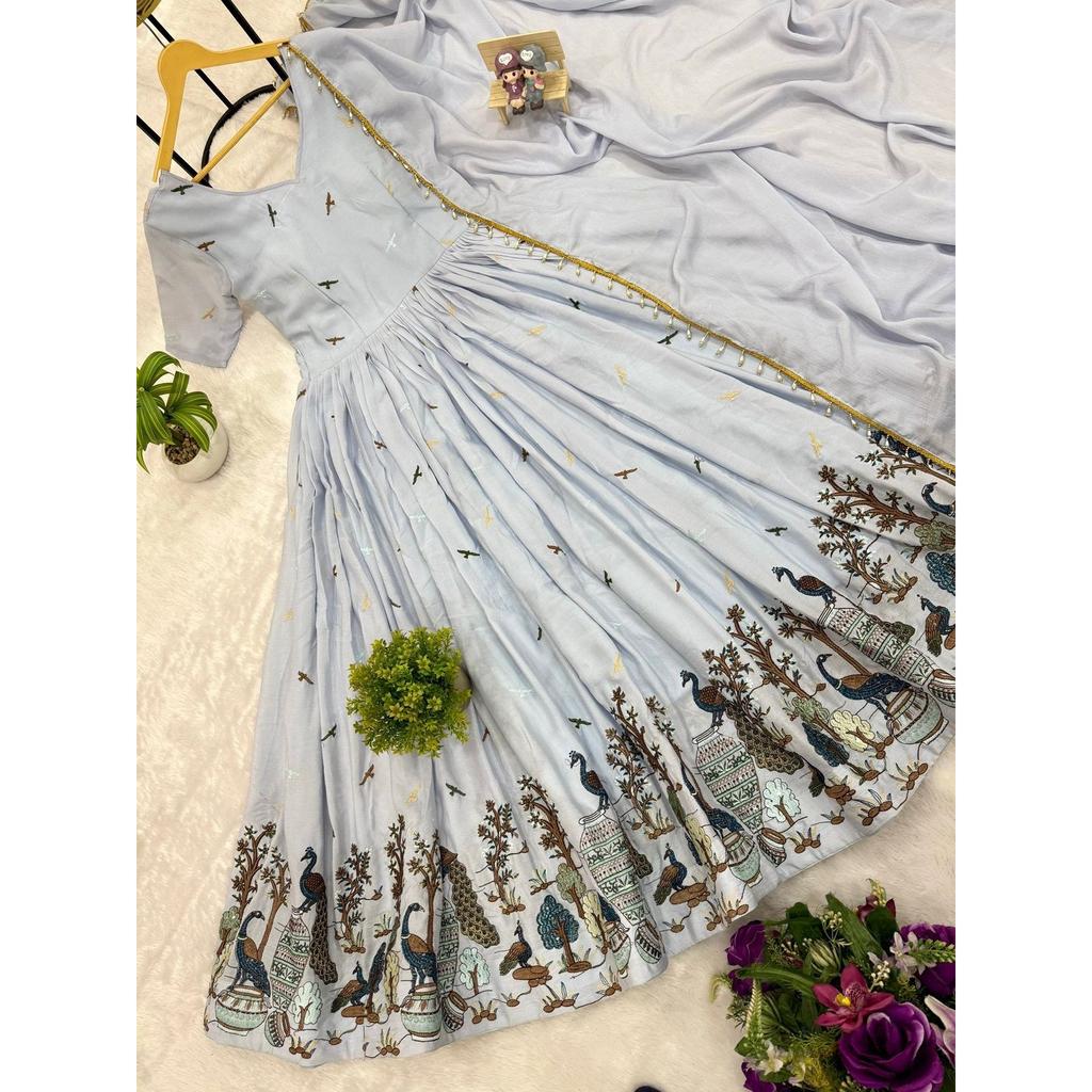 Bellissimo completo Anarkali Paksiatni Abito da Festa Matrimonio con Set Dupatta Abito