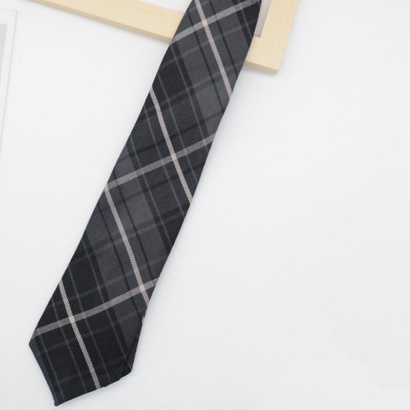 JK Gray Checkered Neck Tie Pre-Tied Bowtie for School Uniform Formal Business