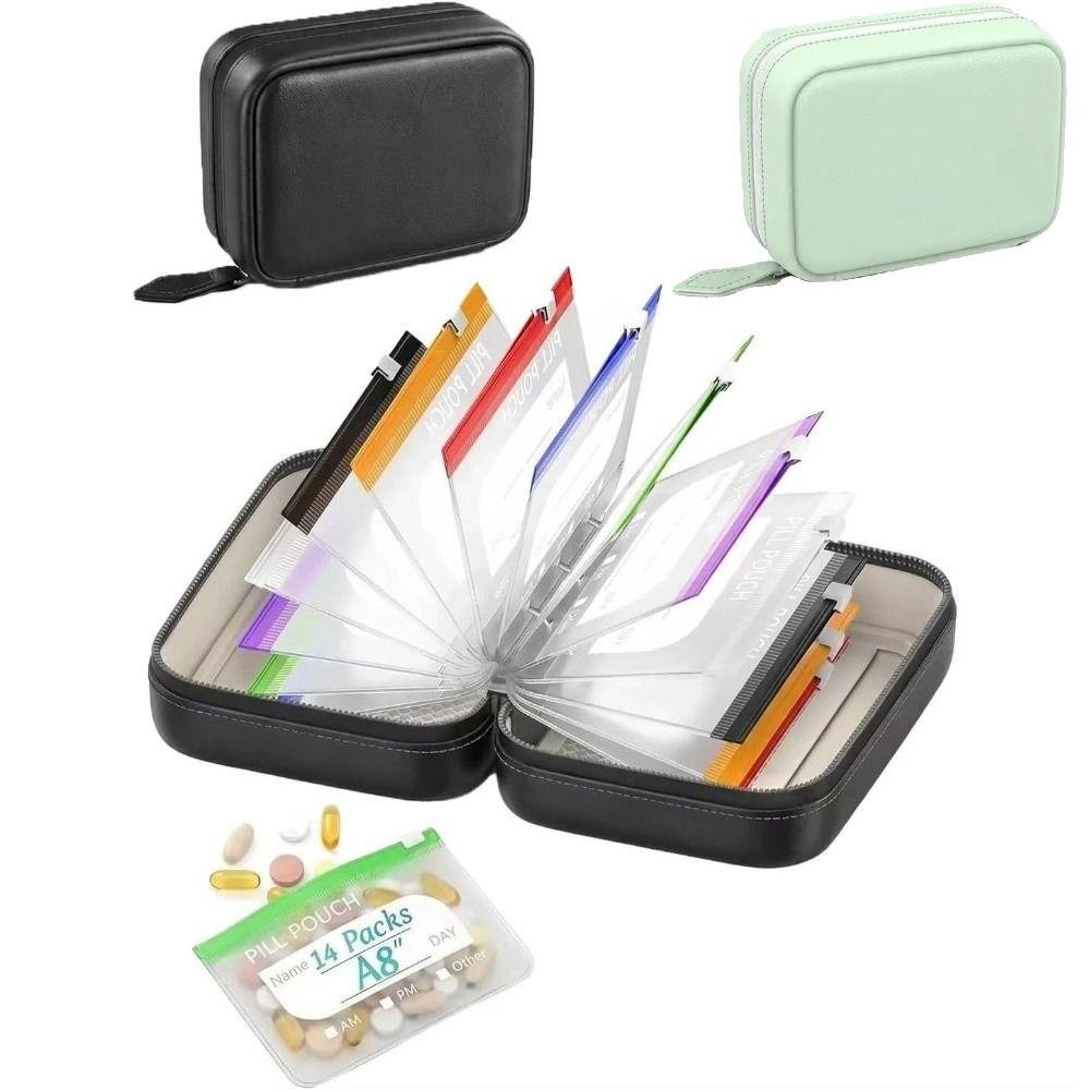 7/14PCS BPA-Free Weekly Pill Organizer Waterproof Pill Pouch Set Vitamin Storage Holder  Outdoor Use