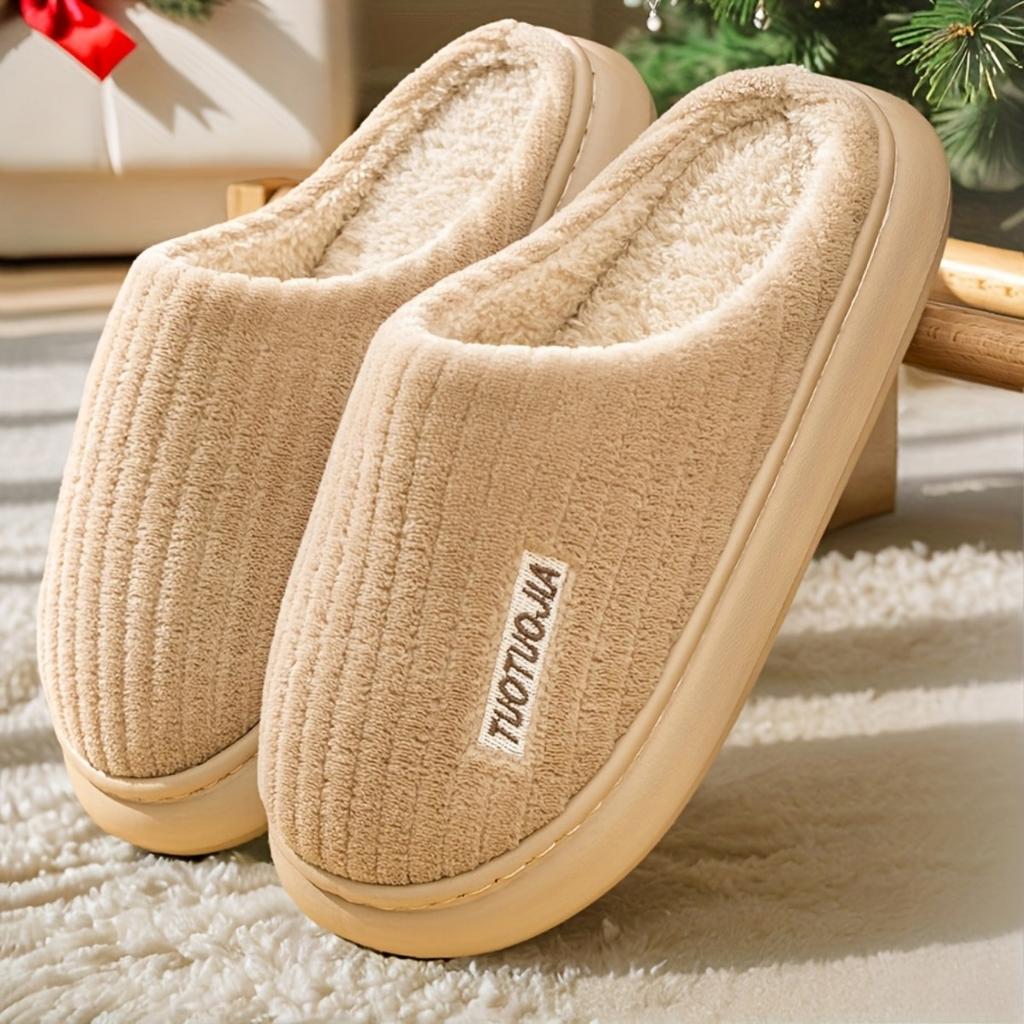 Women's Thick Bottom Striped Cloud Home Slippers Indoor Memory Foam Slip On Winter Home Shoes