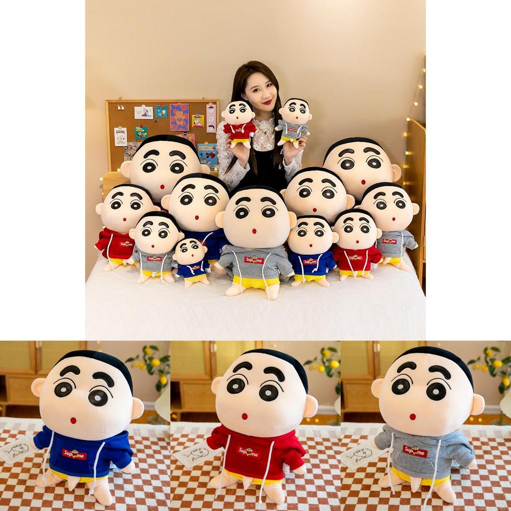 Entzückendes Cartoon-Plüschtier Crayon Shinchan Puppe Weiches Hoodie-Kissen Geschenk für alle Altersgruppen