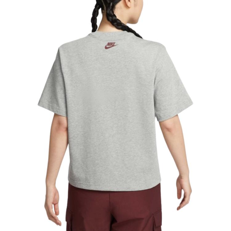 Nike Sportswear Casual Retro Short Sleeve Regular T-Shirt Women T-Shirts Gray IH0825063