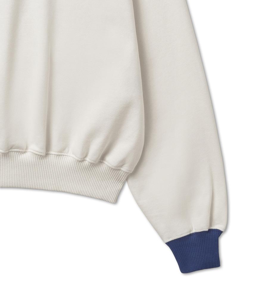 POLO RALPH LAUREN W Logo Flag Fleece Half Zipper Pullover - Deckwash White