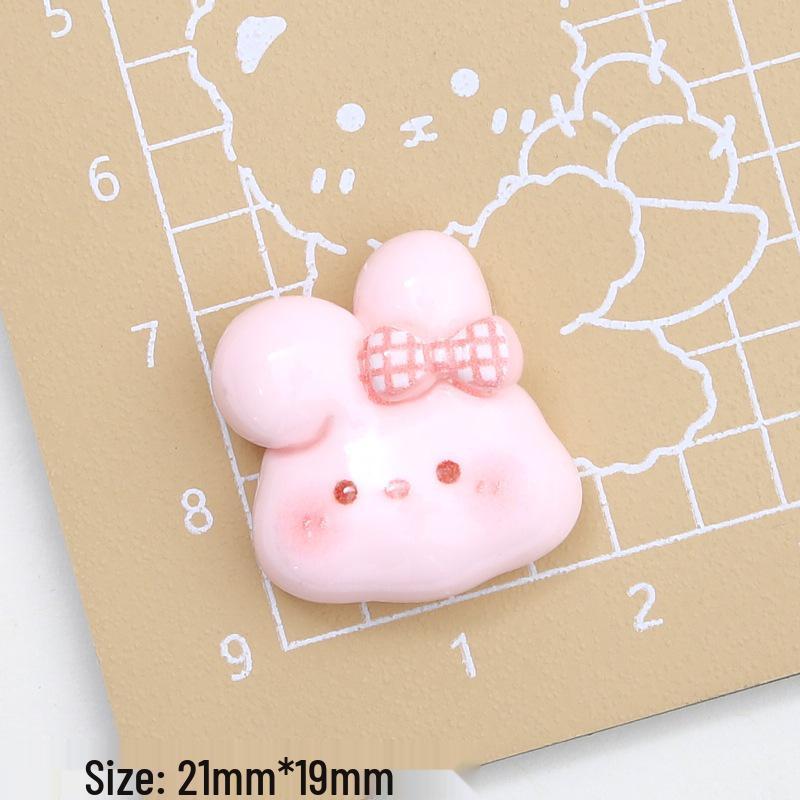 Pink & White Rabbit Cartoon Resin Shoe Charms for DIY Jewelry & Hair Clips